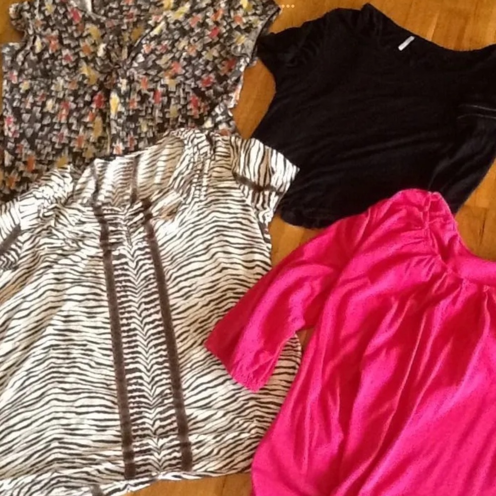 LOT OF 4 WOMENS SHIRTS RAFAELLA ZEBRA BROWN A.N.A. PINK BLACK LIZ CLAIBORNE XL